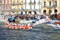 Water Jousting performance in SÃÂ¨te, Languedoc-Roussillon, south Royalty Free Stock Photo